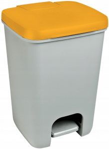 Ведро для мусора Essentials 20л с педалью желтый, серый CURVER 248606