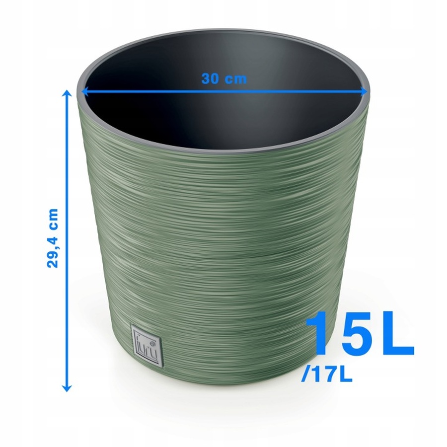 Кашпо Furu Round d30см h29,4см 17л DFR300-5615C зеленый фото в интернет-магазине meandhome.ru