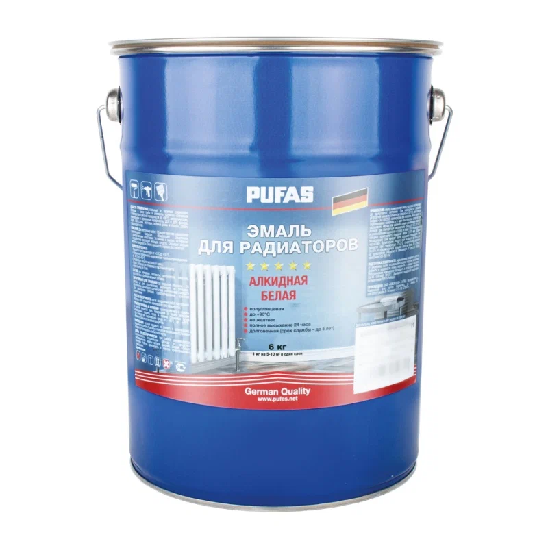 Эмаль для радиаторов PUFAS 6кг белая 212156 фото в интернет-магазине meandhome.ru