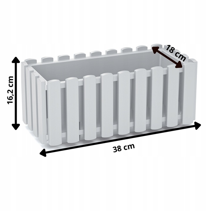Ящик балконный Boardee Fence 38х18х16см DDEF400-S449 белый фото в интернет-магазине meandhome.ru