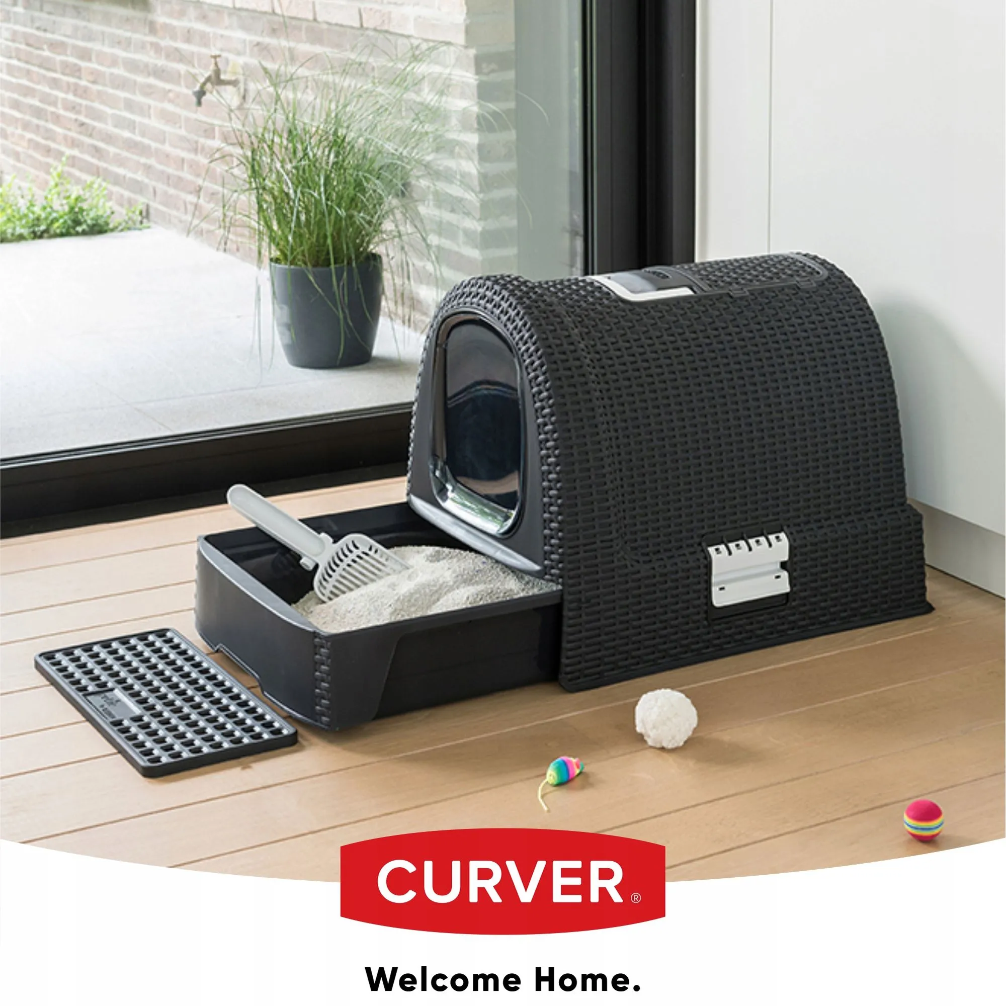 Туалет домик для кошек Curver Pet Life графитовый, темно-серый 198846 фото в интернет-магазине meandhome.ru
