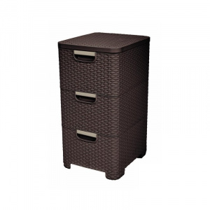 Комод пластиковый с ящиками Style 3х14л темно-коричневый CURVER 206313 Комод пластиковый с ящиками Style 3х14л темно-коричневый CURVER 206313