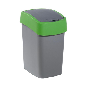 Ведро для мусора Flip Bin 10л серебристый, зеленый CURVER 190172