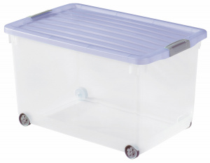 Контейнер для хранения Click-fit 60л на колесах прозрачный, голубой CURVER 168728 Контейнер для хранения Click-fit 60л на колесах прозрачный, голубой CURVER 168728