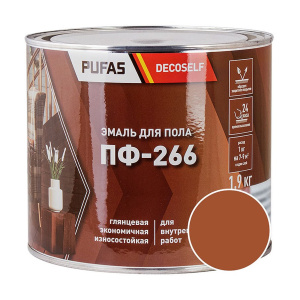 Эмаль для пола ПФ-266 PUFAS Decoself 1,4л / 1,9кг желто-коричневая 200140   