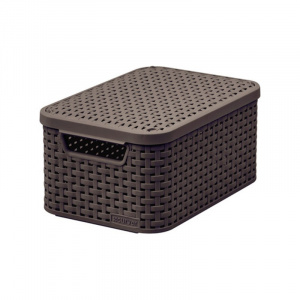 Ящик корзина для хранения Style Rattan S 6л темно-коричневый с крышкой CURVER 205839 Ящик корзина для хранения Style Rattan S 6л темно-коричневый с крышкой CURVER 205839