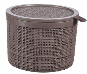 Корзина круглая с крышкой CURVER JUTE 2л 245707 фиолетово-коричневый Корзина круглая с крышкой CURVER JUTE 2л 245707 фиолетово-коричневый