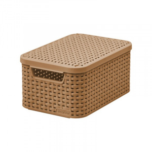Ящик корзина для хранения Style Rattan S 6л светло-коричневый с крышкой CURVER 211542 Ящик корзина для хранения Style Rattan S 6л светло-коричневый с крышкой CURVER 211542