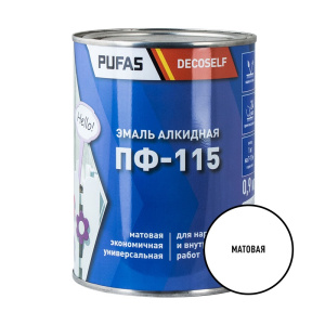 Эмаль ПФ-115 PUFAS Decoself 0,67л / 0,9кг белая матовая 200164