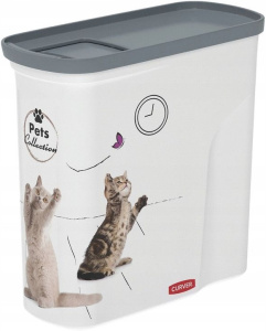 Контейнер для сухого корма Pet Life 2л белый, рисунок Кошки CURVER 254868