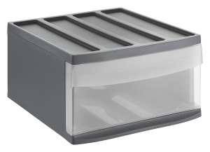 Ящик для хранения Systemix Mono L 1 секция стекируемый прозрачный/антрацит ROTHO 1114208853