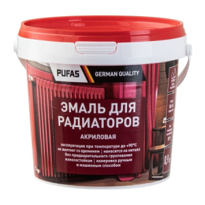 Эмаль для радиаторов PUFAS белая атовая 0,9кг акрилоая морозостойкая 217172
