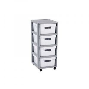 Стеллаж пластиковый с ящиками Infinity 4x11л на колесах серый, белый CURVER 231559 Стеллаж пластиковый с ящиками Infinity 4x11л на колесах серый, белый CURVER 231559