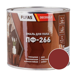 Эмаль для пола ПФ-266 PUFAS Decoself 1,4л / 1,9кг красно-коричневая 200140   