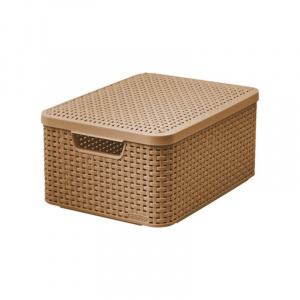 Ящик корзина для хранения Style Rattan M 18л светло-коричневый с крышкой CURVER 211543 Ящик корзина для хранения Style Rattan M 18л светло-коричневый с крышкой CURVER 211543