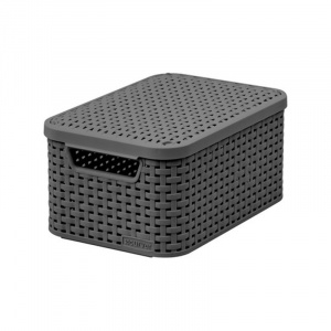 Ящик корзина для хранения Style Rattan S 6л темно-серый с крышкой CURVER 205841 Ящик корзина для хранения Style Rattan S 6л темно-серый с крышкой CURVER 205841