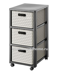 Стеллаж пластиковый с ящиками Country 3х18л на колесах капучино ROTHO 11654 07422 Стеллаж пластиковый с ящиками Country 3х18л на колесах капучино ROTHO 11654 07422