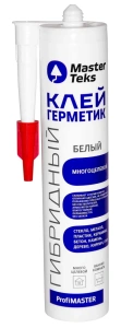 Клей-герметик гибридный MasterTeks PM 0,29л многоцелевой белый картридж 9612901