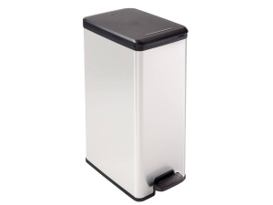 Ведро для мусора SLIM BIN 40л с педалью серебристый металлик CURVER 213298