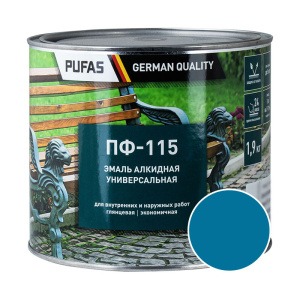 Эмаль ПФ-115 ГОСТ PUFAS Decoself  1,4л / 1,9кг голубая