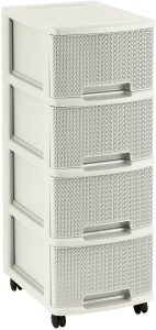 Комод пластиковый с ящиками Knit 4х10л на колесах белый CURVER 228597