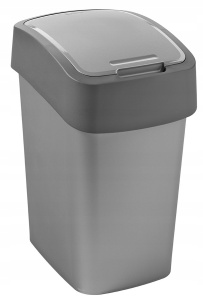 Ведро для мусора Flip Bin 10л серебристый, графитовый CURVER 186133
