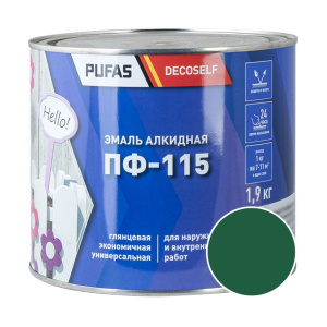 Эмаль ПФ-115 PUFAS Decoself 1,4л / 1,9кг зеленая 200174 Эмаль ПФ-115 PUFAS Decoself 1,4л / 1,9кг зеленая 200174
