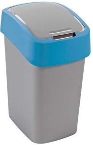 Ведро для мусора Flip Bin 10л серебристый, голубой CURVER 217816