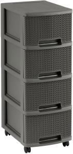 Комод пластиковый с ящиками Knit 4х10л на колесах коричневато-серый CURVER 228582